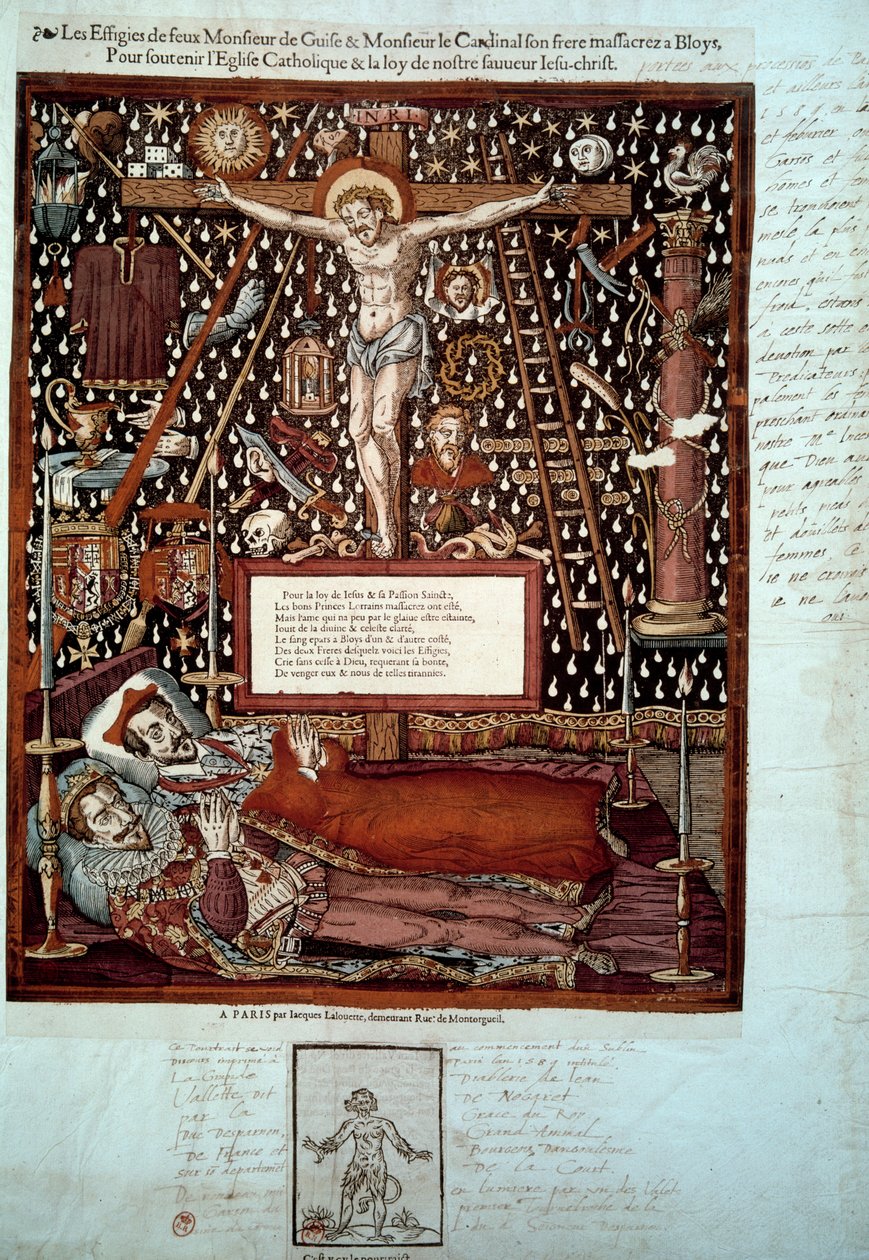 Billeder af Henrik I af Lorraine, 3. hertug af Guise (1550-1588) og af hans bror Ludvig II af Guise, kardinal af Lorraine (1555-1588), myrdet i Blois den 23. og 24. december 1588 efter ordre fra Henrik III. 1500-tallets Paris, B.N. af Unknown artist