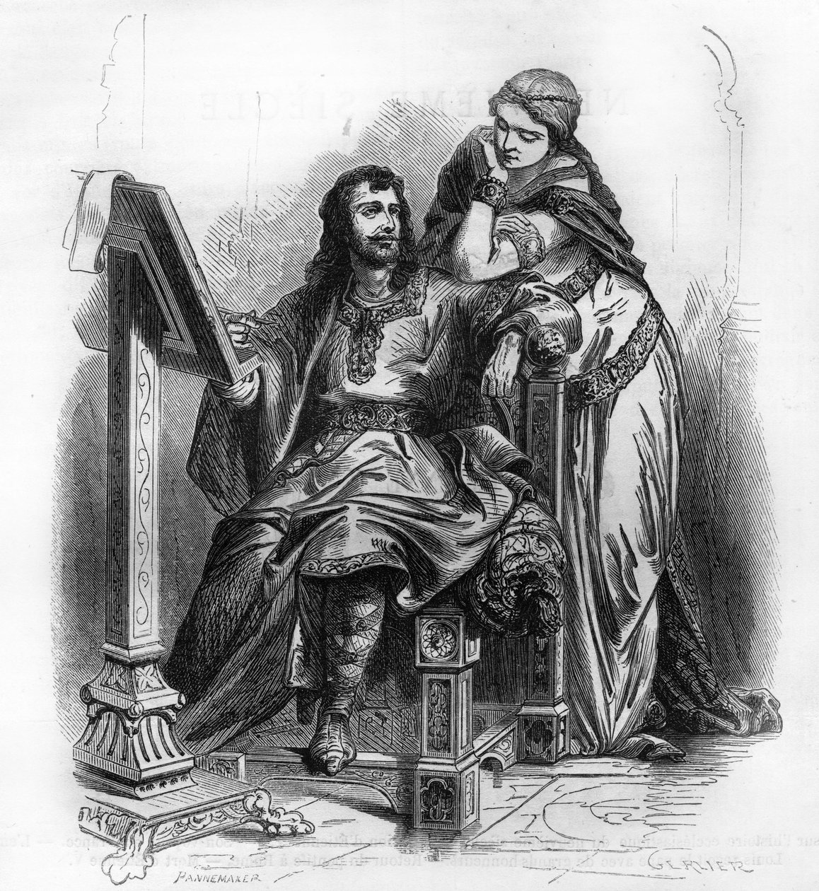 Eginhard (Einhard, Einhart, Einard, 775-840) historiker fra den karolingiske periode med Emma (Imma) hans kone. af Unknown artist