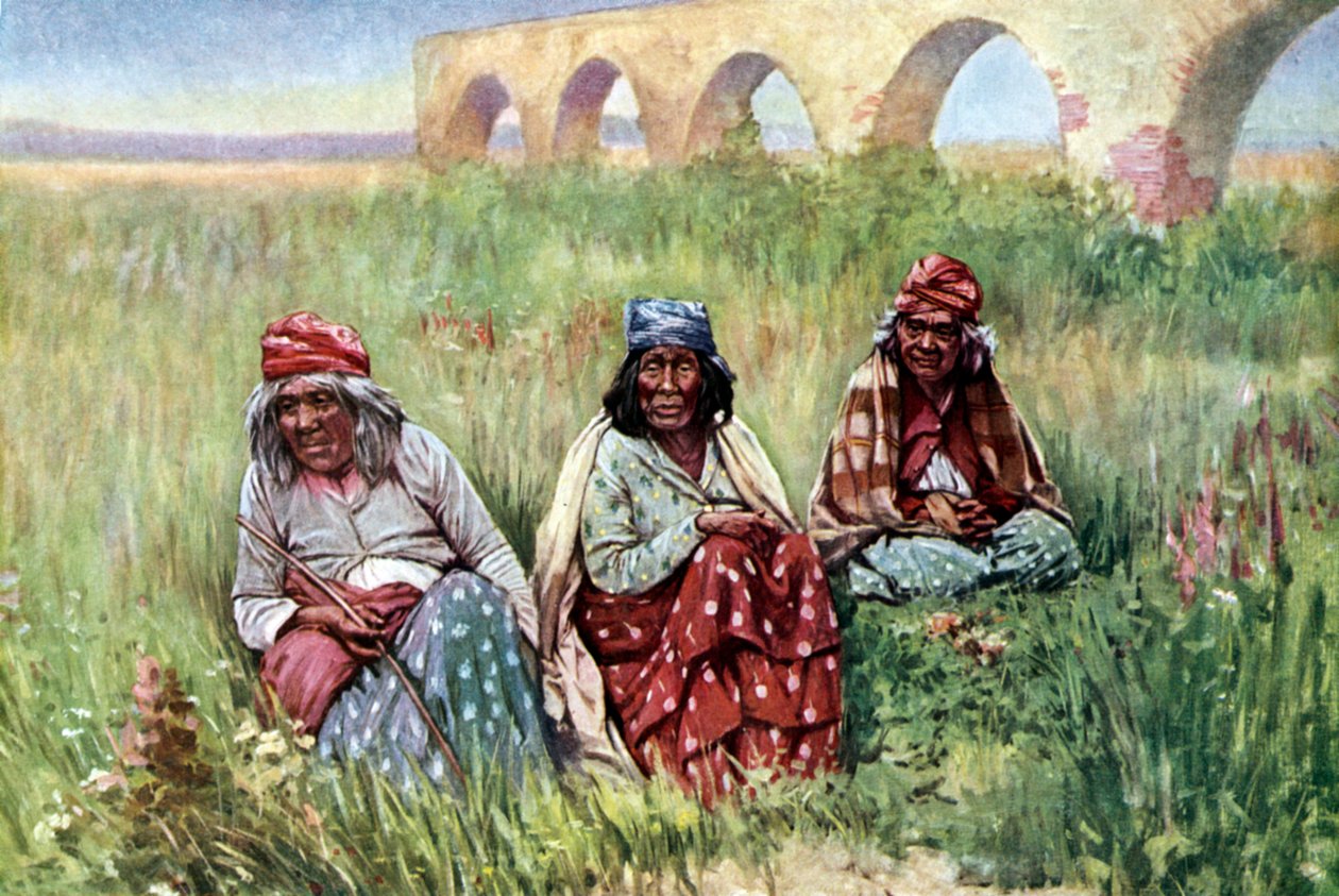 Ældre indianske kvinder, Californien af Unknown artist