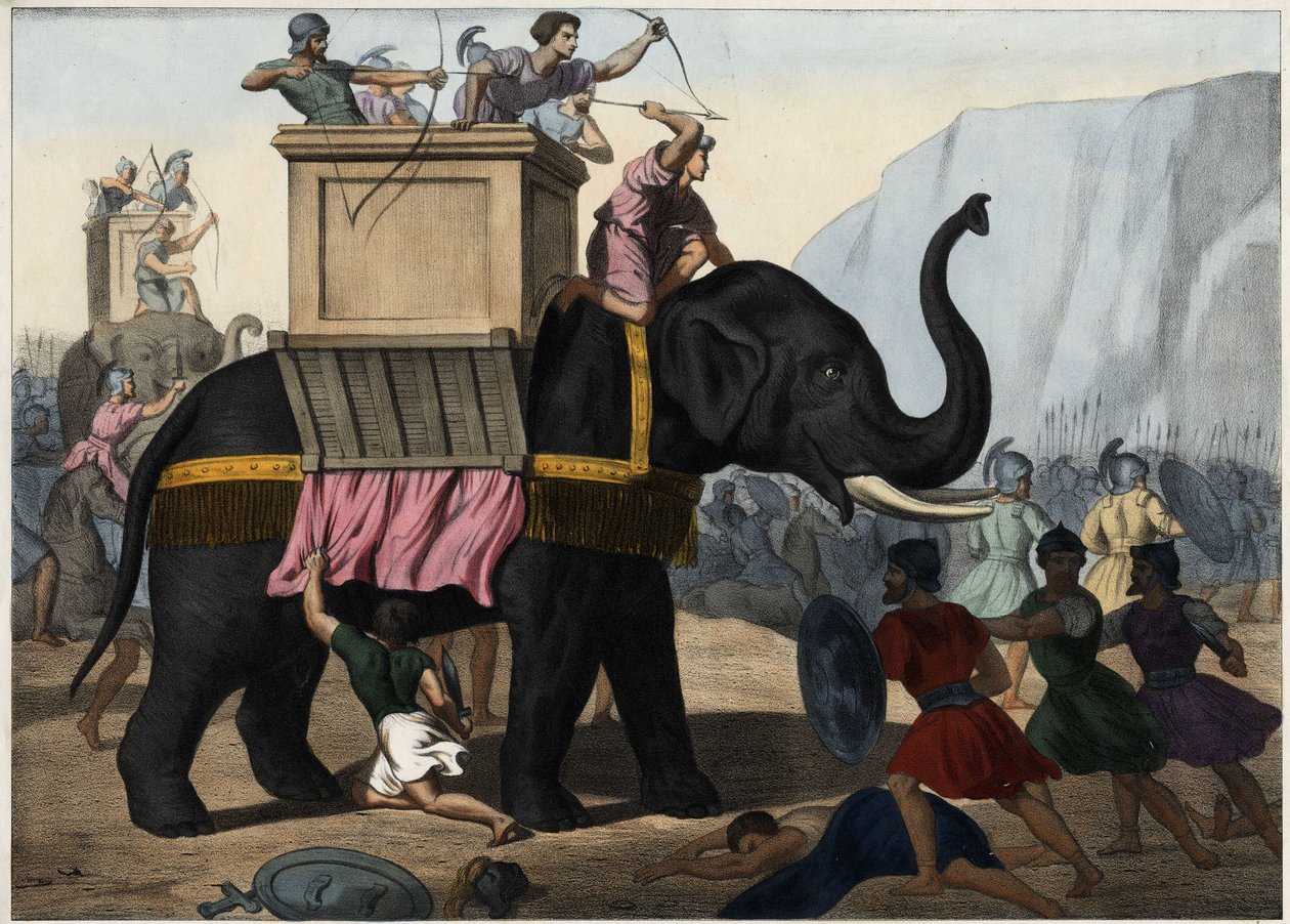 Eleazar Maccabee (Maccabee eller Maccabee) kæmper sammen med jøderne mod undertrykkelsen af Seleucides. Anonym stik fra midten af 1800-tallet. af Unknown artist
