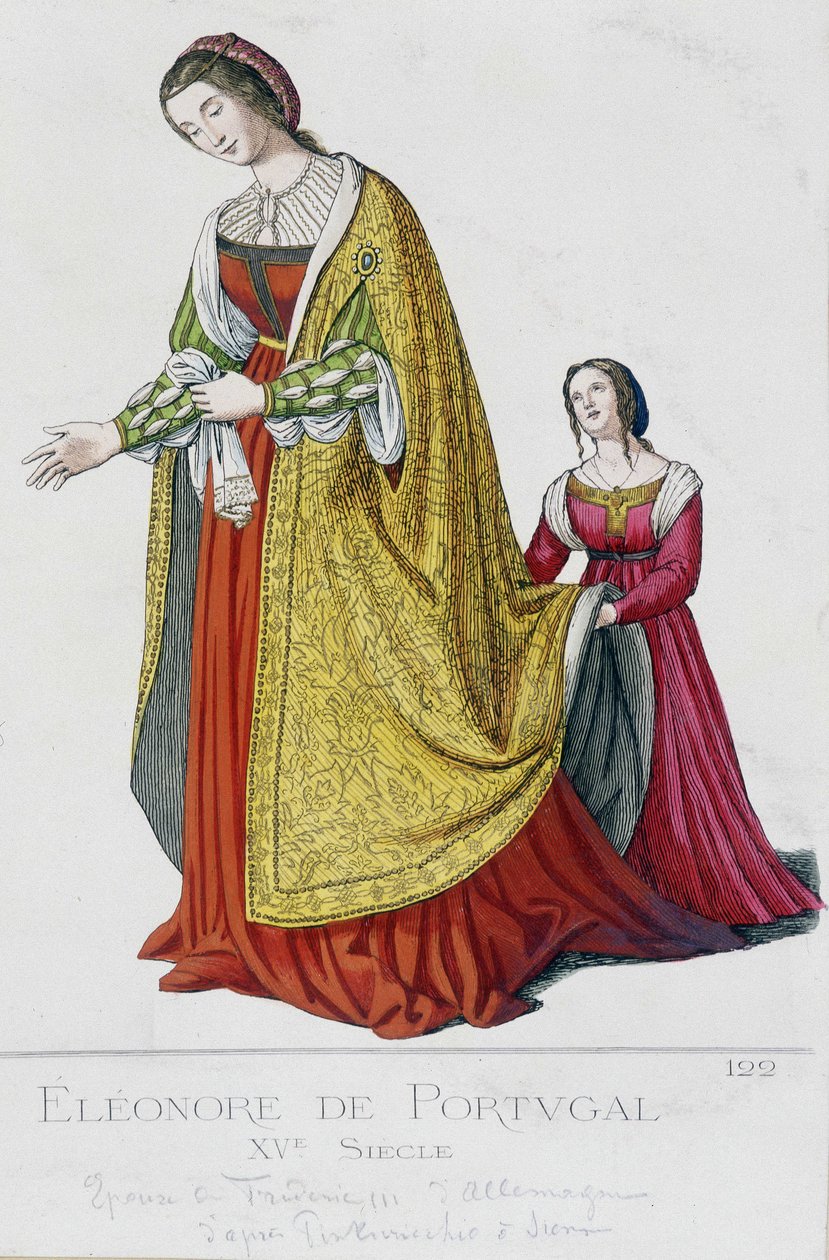 Eleonore af Portugal (1434-1476), hustru til Frederik III af Habsburg, tysk kejser (1415-1493). Indgravering af det 19. århundrede. af Unknown artist