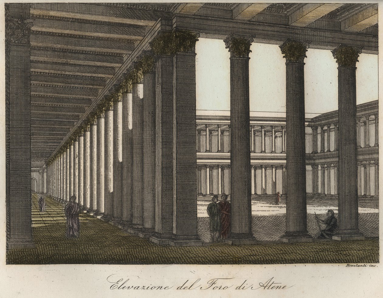 Forhøjning af forummet i Athen (The Roman Forum of Athens er placeret nord for akropolis og øst for den originale klassiske græske agora) indgravering fra "" Skikke og skikke for alle folk i universet. Det er historien om regeringen, lovene, om m af Unknown artist