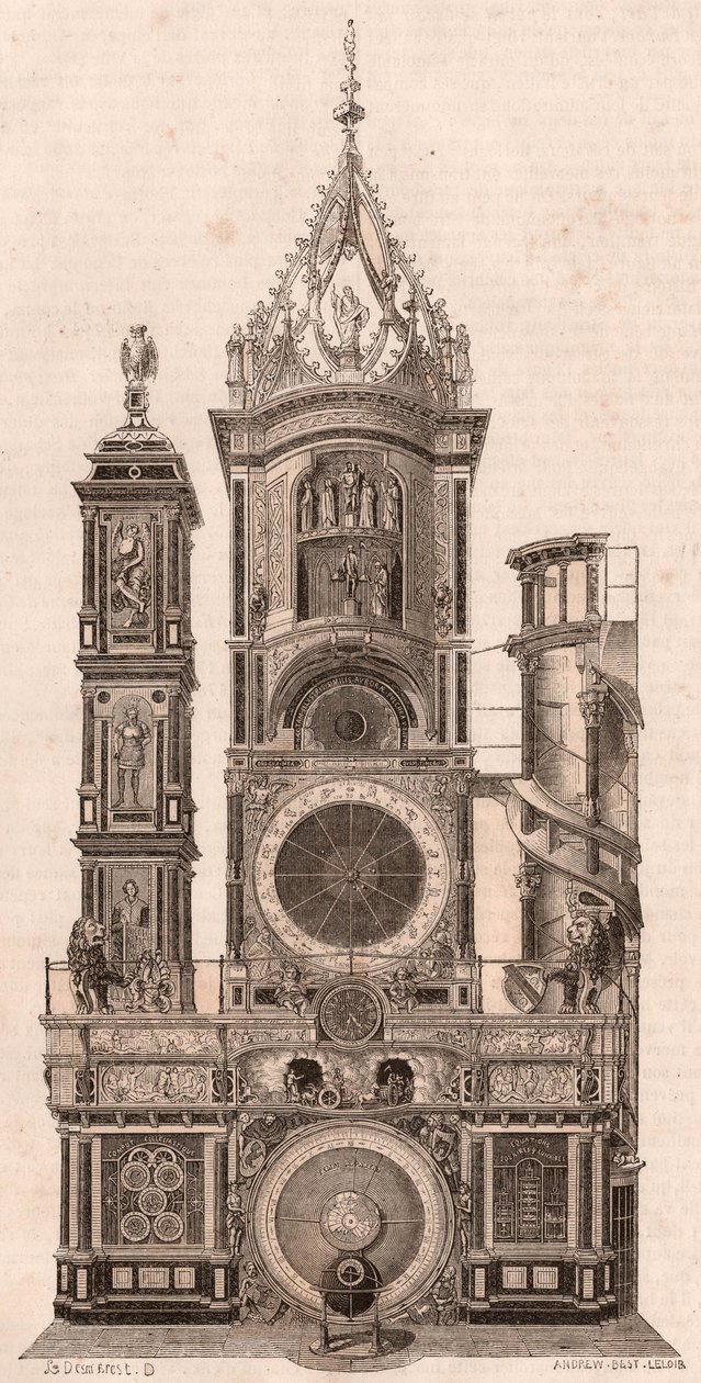 Astronomisk ur i katedralen Vor Frue af Strasbourg, Frankrig, set oppe fra højden af Unknown