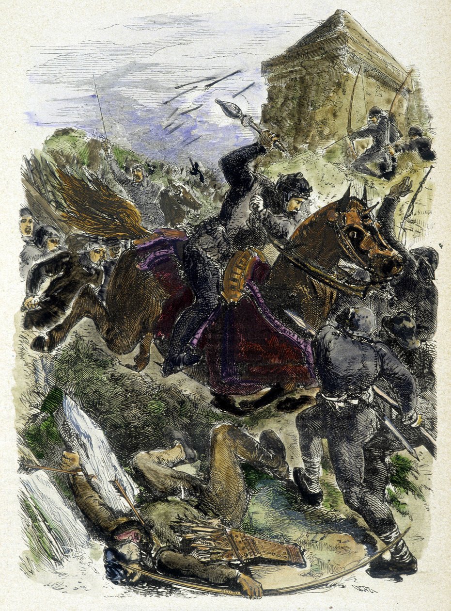 Kejser Othon kæmper mod pavens bestikkede bands - i "Histoire des popes"", af Maurice Lachatre af Unknown artist