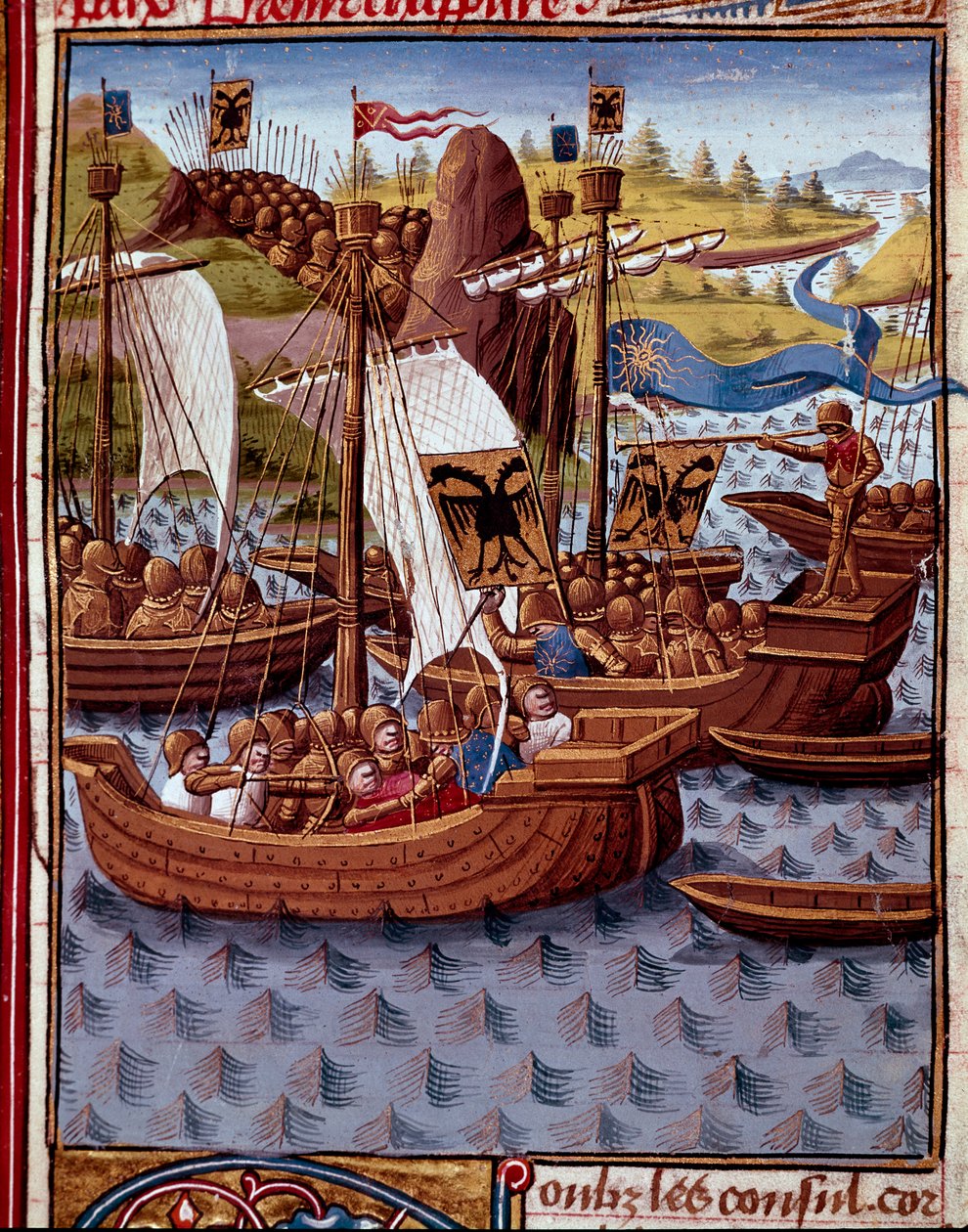 Fjender ankommer til Rom for at bede om fred fra romerne Miniature fra "" romersk historie"" (Ad urbe condita) af Titus Live (59 f.Kr.-17 e.Kr.) (Titus Livius), oversat af Pierre Bressuire (ms. 310) 1450- 1500 - Chantilly, musee Conde - Fjenderne kommer ti af Unknown artist