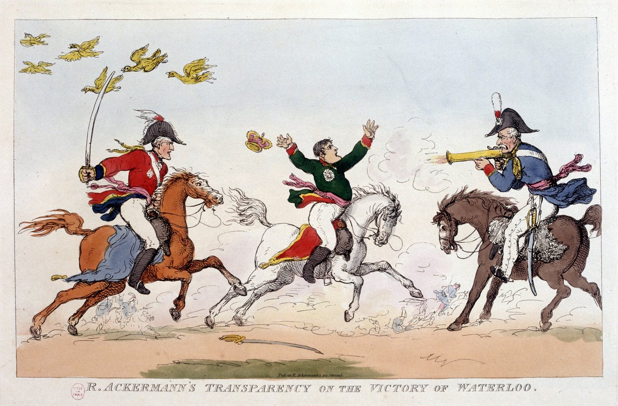 Engelsk tegneserie om Napoleon I - i Napoleon I, karikaturer, dummysamling. 1814 - 1815. B.H.V.P. af Unknown artist
