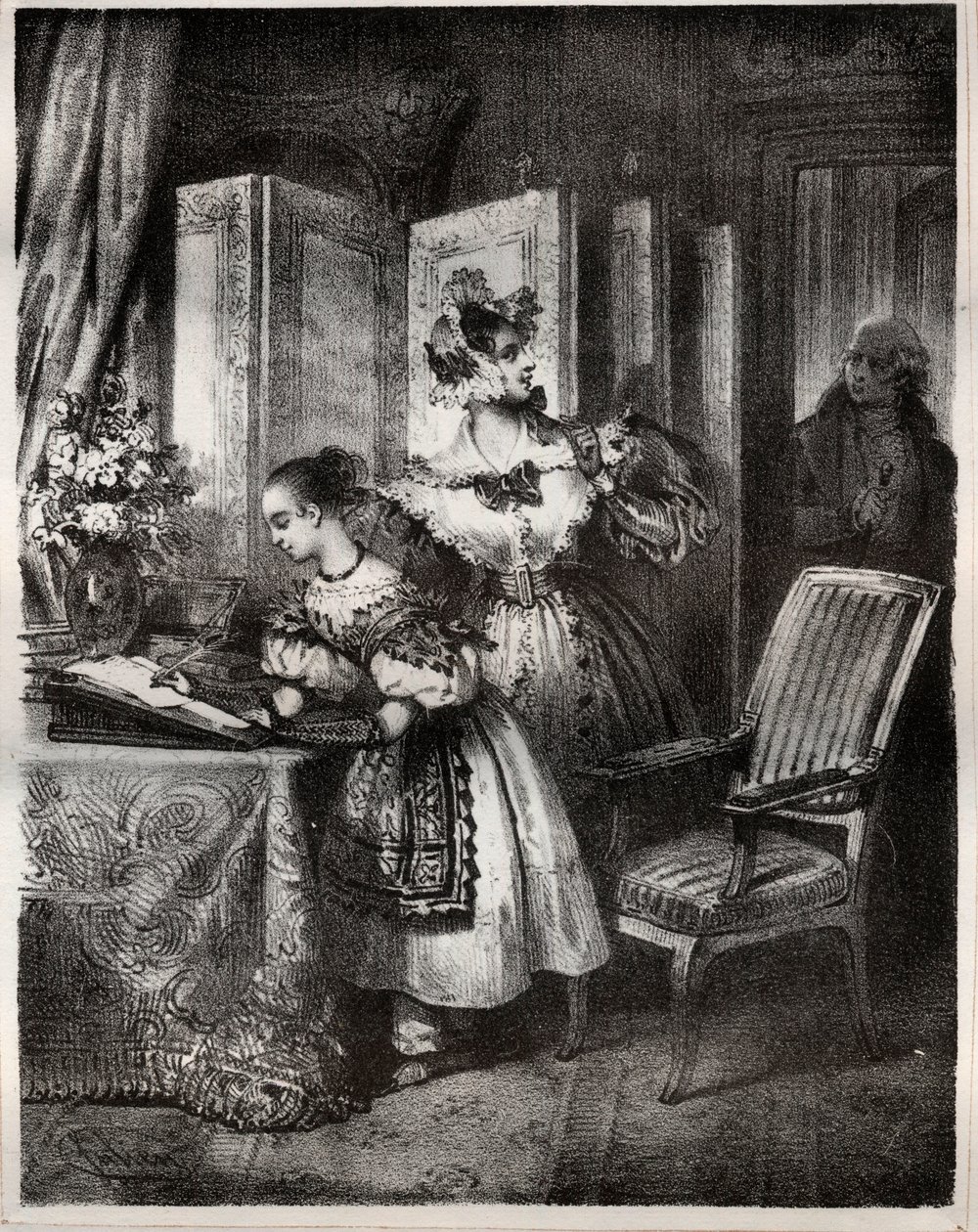 Gravering af det 19. århundrede til romanen af Madame Cottin (Sophie Cottin Rostand) (1770-1807) "" Malvina"" - Privat samling af Unknown artist