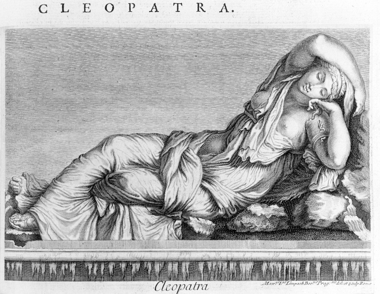 Gravering, der forestiller Cleopatra (-69 - -30). sd. 19. århundrede. af Unknown artist
