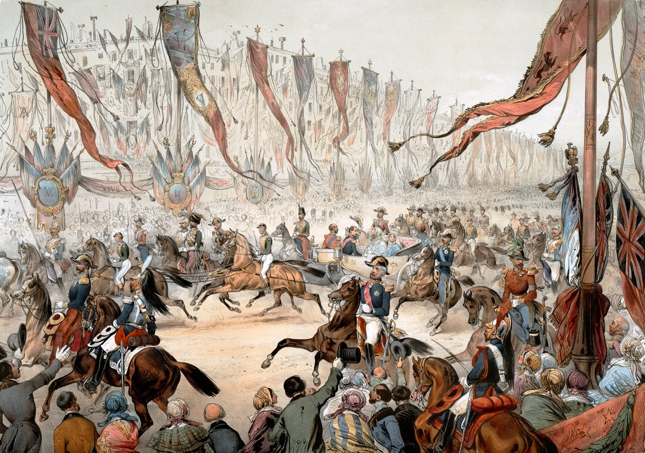 Entré til Victoria Queen of England i Paris i nærværelse af Napoleon III 18. august af Unknown artist