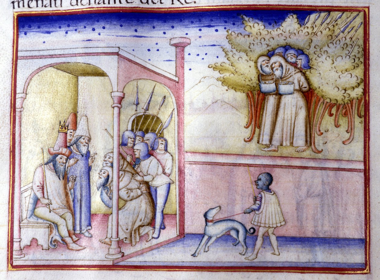 Episode af Josafats liv af Juda (868 f.Kr. - 847 f.Kr.). 14. århundredes manuskript. Milano, Bibl, Braidense. af Unknown artist