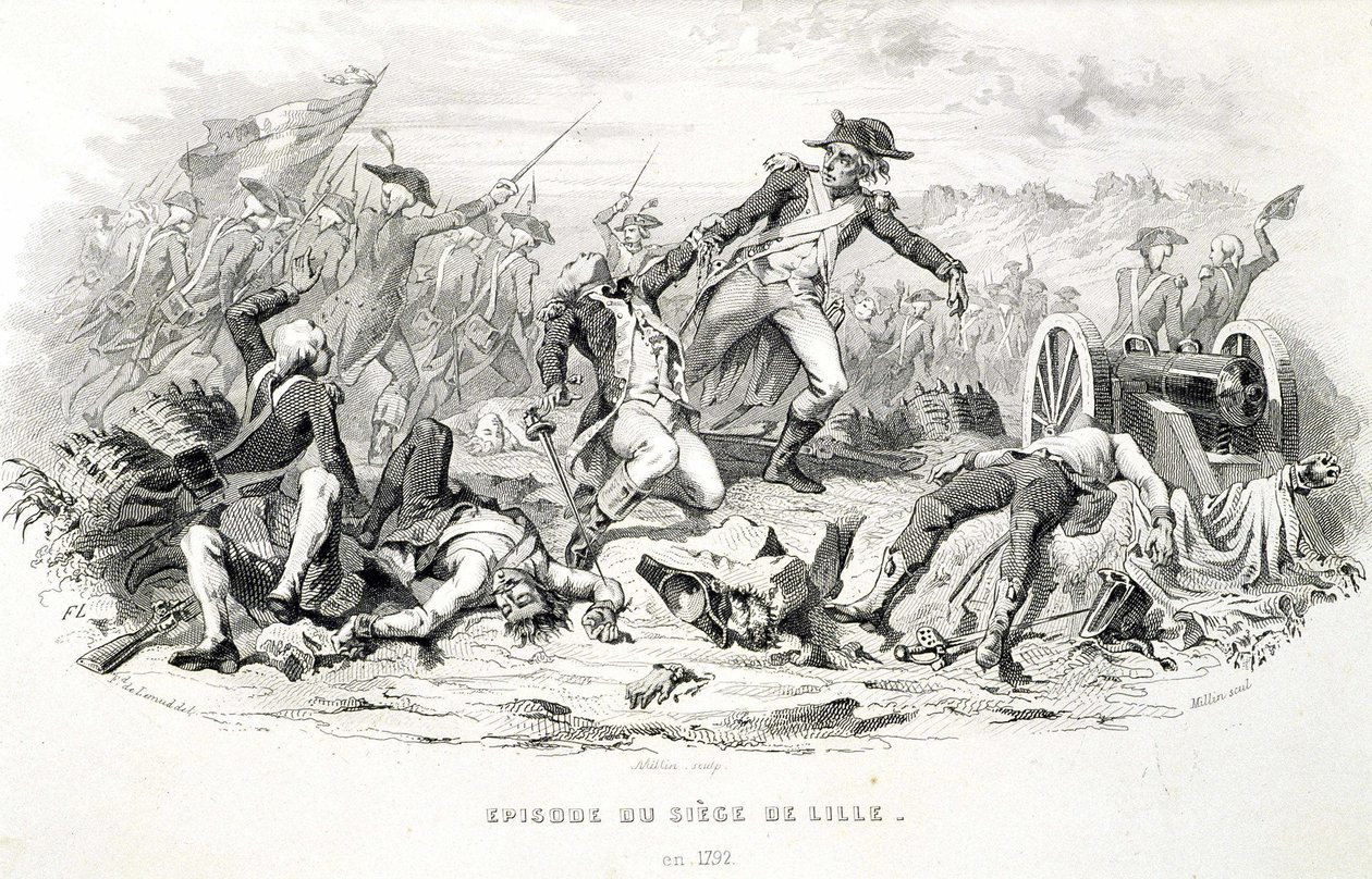 Episode af belejringen af ​​Lille i 1792 - i "" Fasttes de Gardes Nationales de France""" af Unknown artist