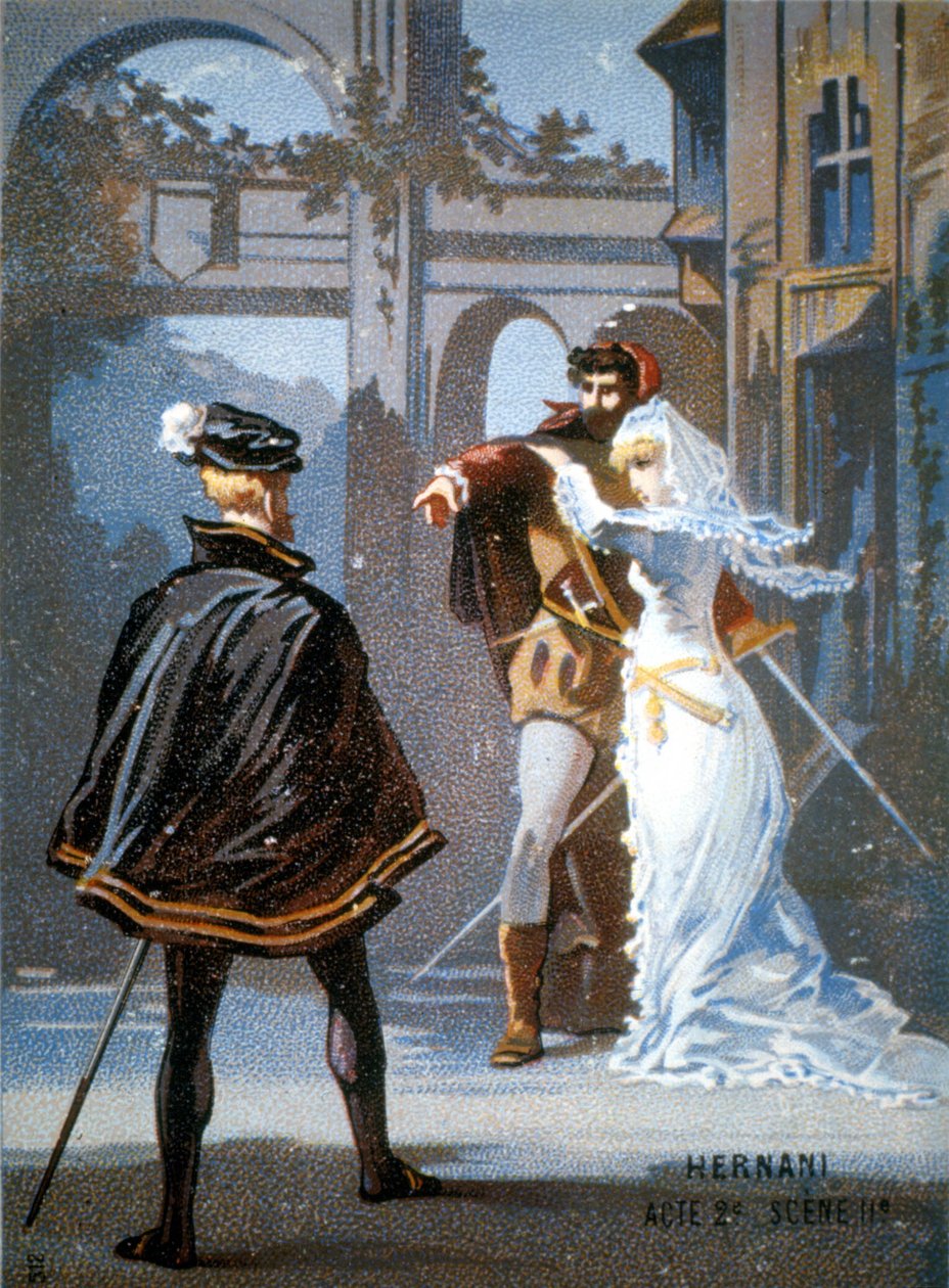Ernani af Giuseppe Verdi, akt II, Scene II. kromolitografi 1800-tallet. af Unknown artist