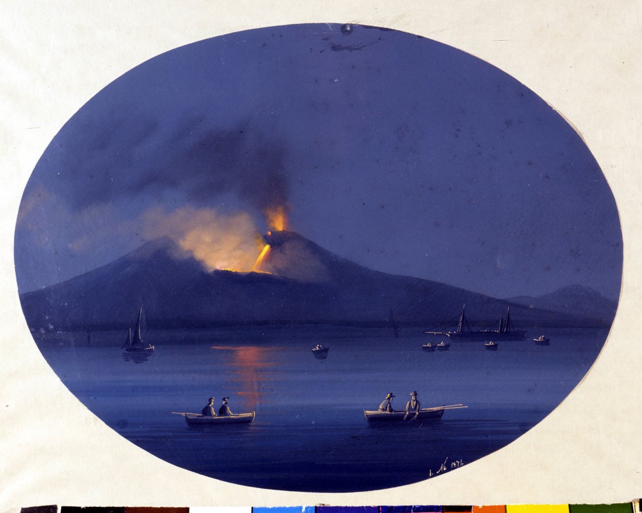 Natteudbrud af Etna set fra havet ud for Catania. Anonymt maleri fra 1800-tallet. af Unknown artist