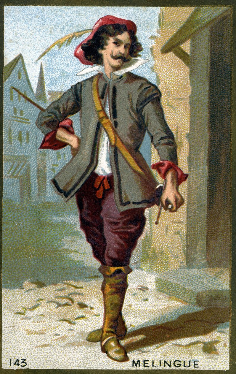 Etienne Marin Mélingue (1808 - 1875), fransk skuespiller, der spillede rollen som Artagnan. Kromolitografi af det 19. århundrede. af Unknown artist