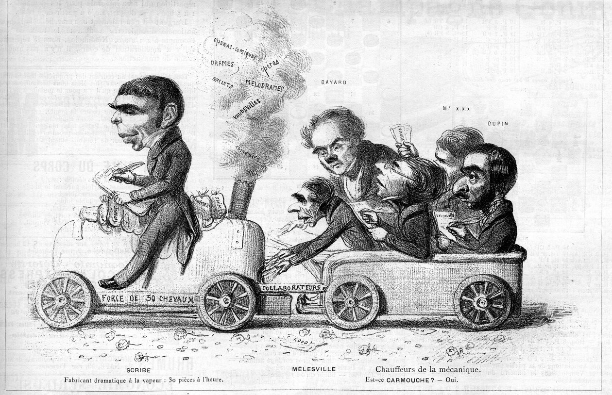 Eugene Scribe (1791-1861) fransk dramatisk forfatter "" producer dramatique a la steam"" og hans vigtigste samarbejdspartnere i 1840: Anne Honore Joseph Duveyrier, dit Melesville (1787-1865), Jean Francois Bayard (1796-1853), Pierre Francois Adolphe Carmou af Unknown artist