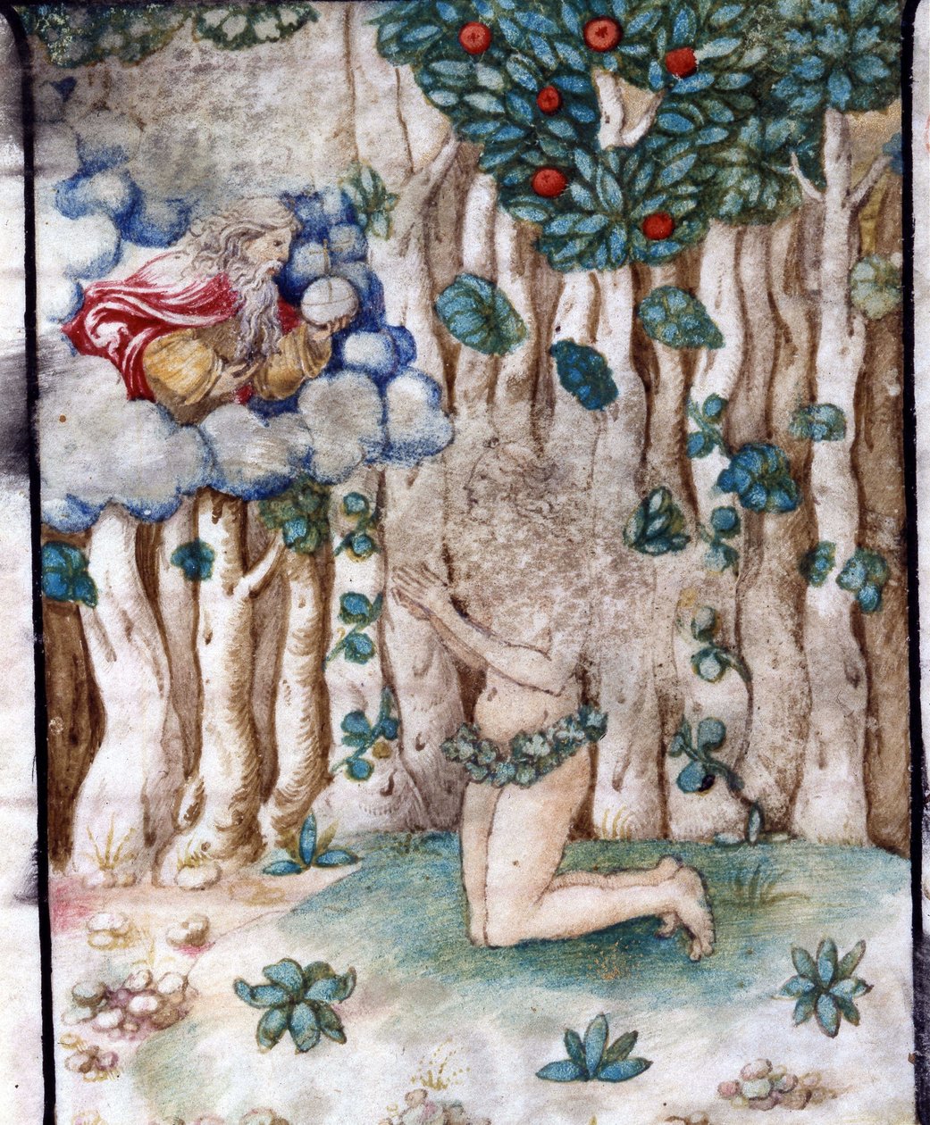 Eva i det jordiske paradis (Eden). 16. århundrede. Den Kronede Jomfru Kirke, Lodi. af Unknown artist