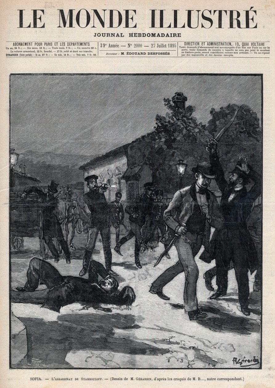 Begivenheder i Bulgarien: Mordet på hr. Beltchef i nærværelse af Stefan Stambolov (1854-95) - Sofia af Unknown artist
