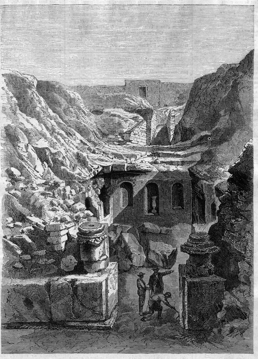 Udgravninger foretaget i Senlis i 1868 - opdagede romerske arener omkring byen - Indgravering af 1868 af Unknown artist