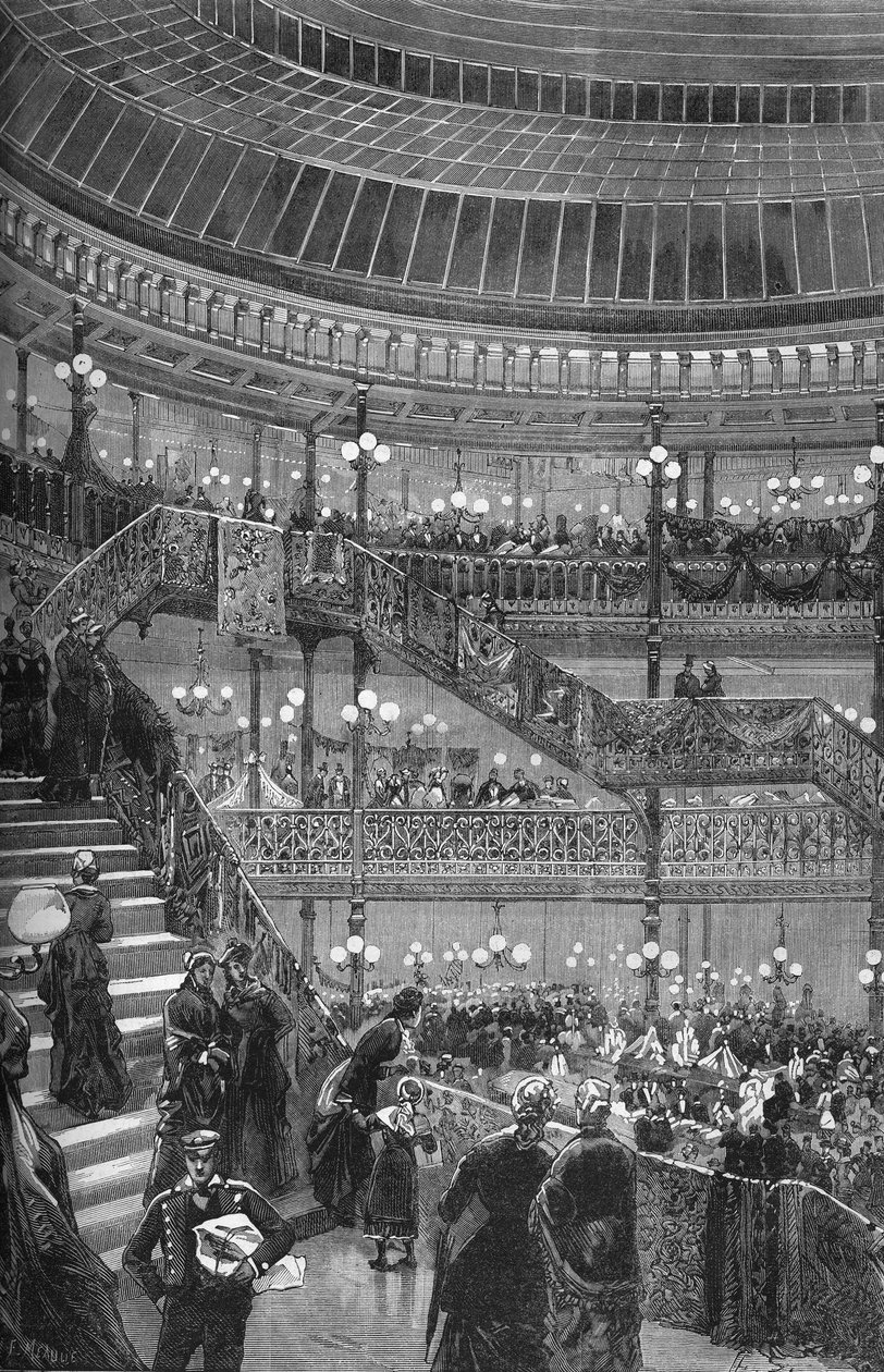 Udvidelser af "Bon marche" Butikker - Den store centrale trappe. Paris 1880. af Unknown artist