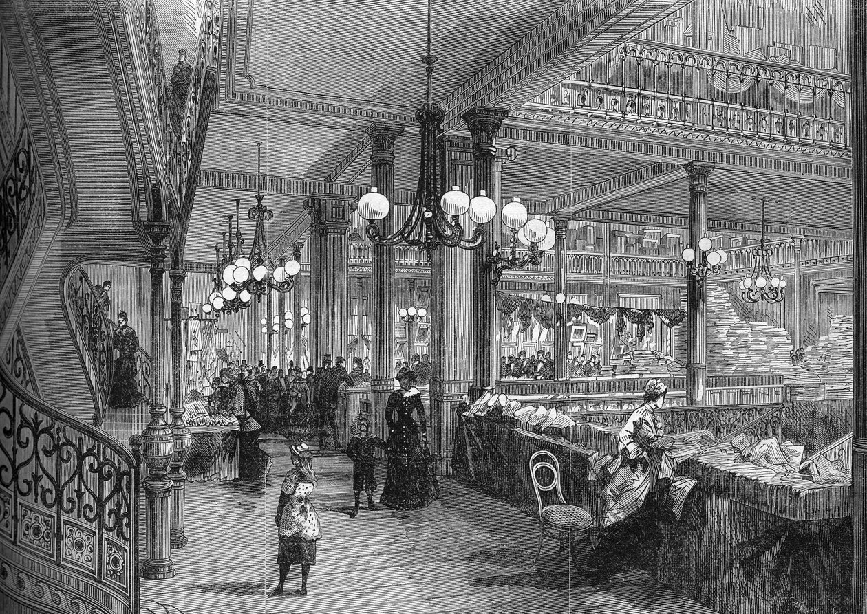 Udvidelser af "Bon marche"-butikkerne: Nyt galleri, der fører til buffeten. Paris 1880. af Unknown artist