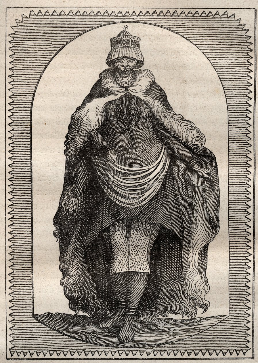 Ekspedition til det indre af Sydafrikas lande (1775) af Anders Sparrman (1748-1820): en hottentote (kvinde Khoikhoi) - illustration hentet fra "" The Great Mariners of the 18th century"" af Unknown artist
