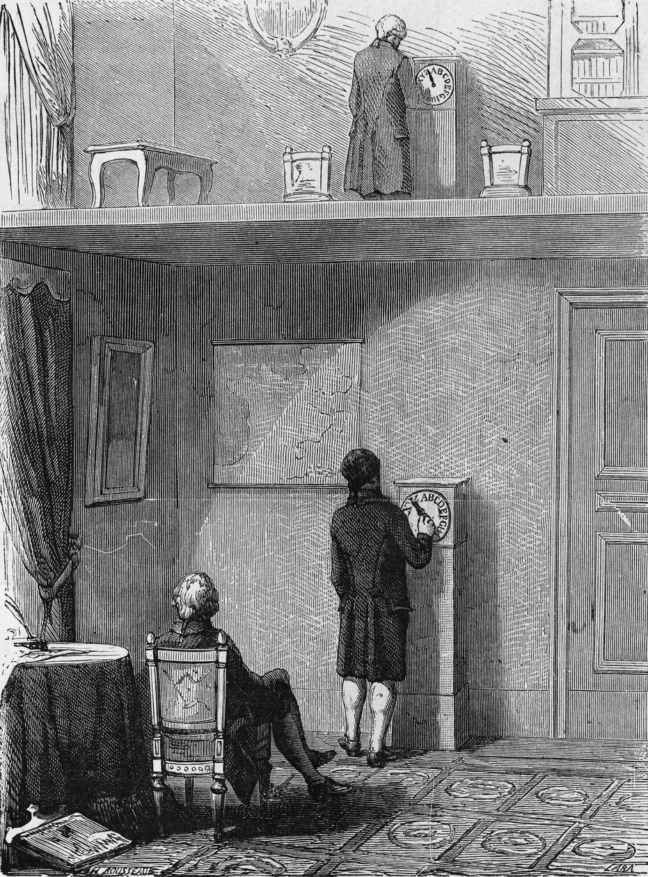 Eksperiment i elektronisk telegrafi udført af Jean Alexandre før præfekten i Wien. I” Album de la Science”, Éditions Jouvet af Unknown artist