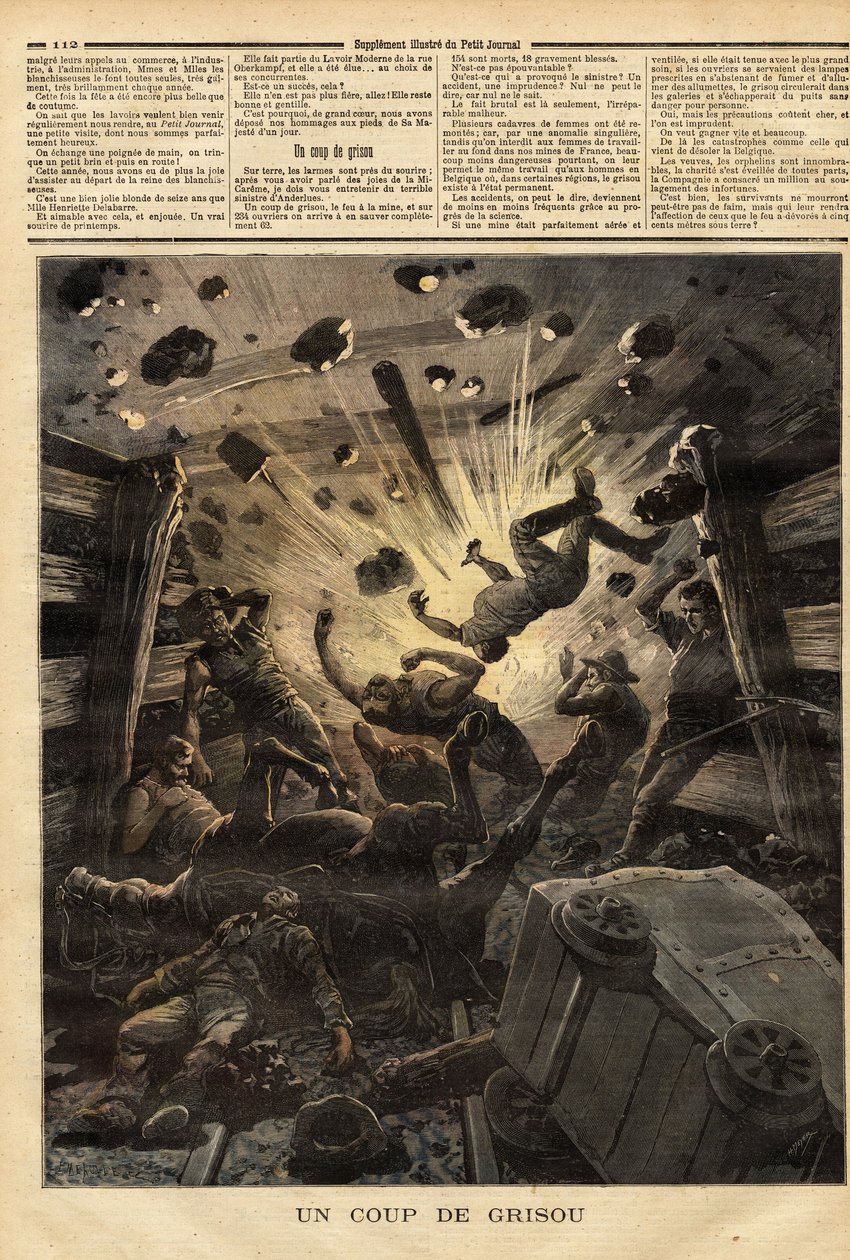 Eksplosion af ild i minerne i Anderlues (Belgien) af Unknown artist