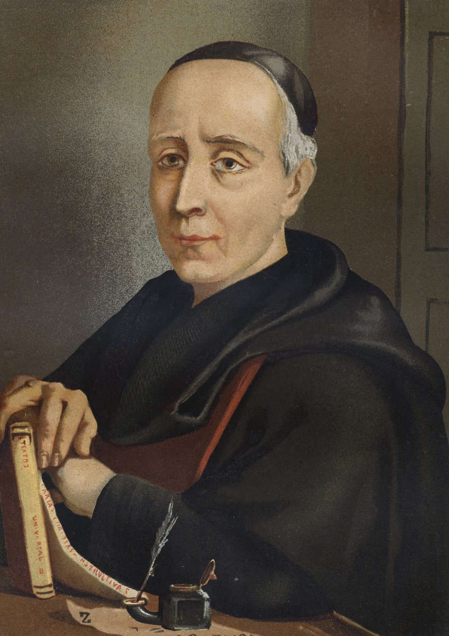 FEIJOO og MONTENEGRO, Benito Jeronimo (1673-1764). Spansk forfatter og essayist - portræt af Benito Jeronimo eller Feijoo (1676-1764). Spansk teolog og medicin efter berømte mænd og kvinder. Barcelona 1877. af Unknown artist