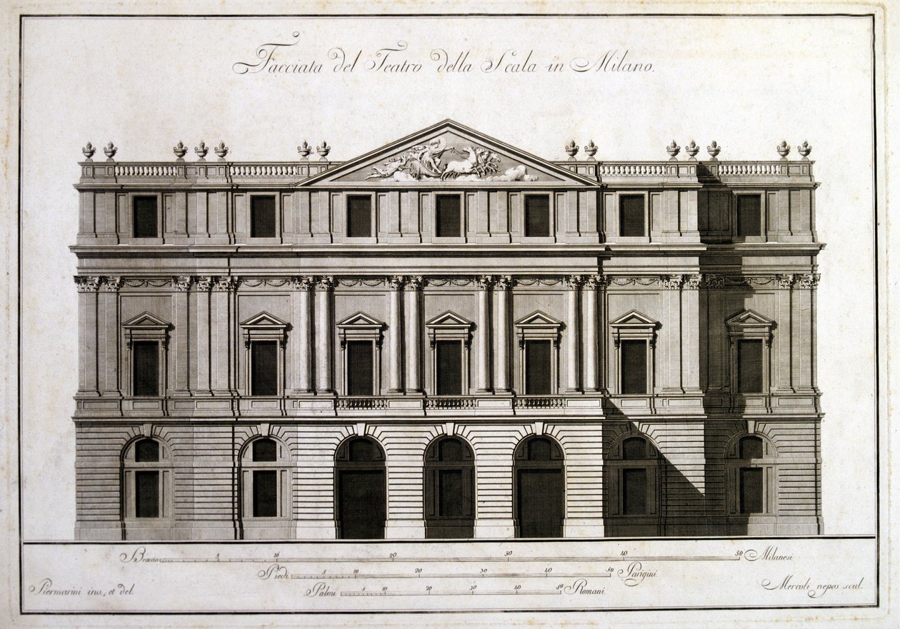 Facade af teatret alla Scala i Milano. af Unknown artist