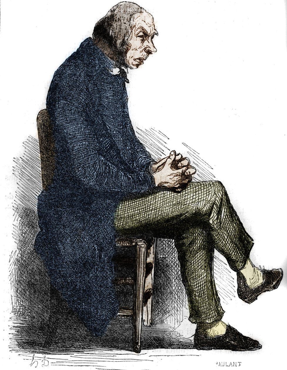 Fader Goriot. Gravering midten af 1800-tallet. Illustration til "The Father Goriot" af Honore de Balzac (1799-1850). af Unknown artist