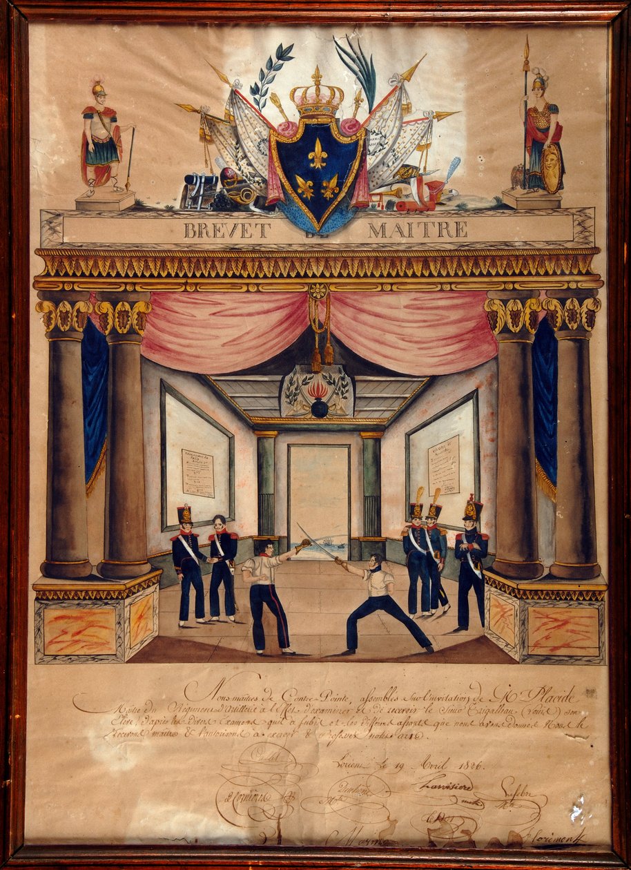 Fægtning: patent af Cont pointe fra april 1826. af Unknown artist