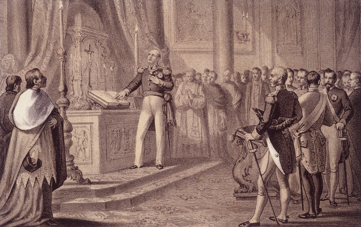 Ferdinand I af Bourbon eller Ferdinand IV (1751 - 1825), konge af Napoli, indviede forfatningen af 1820 - i "" Storia d