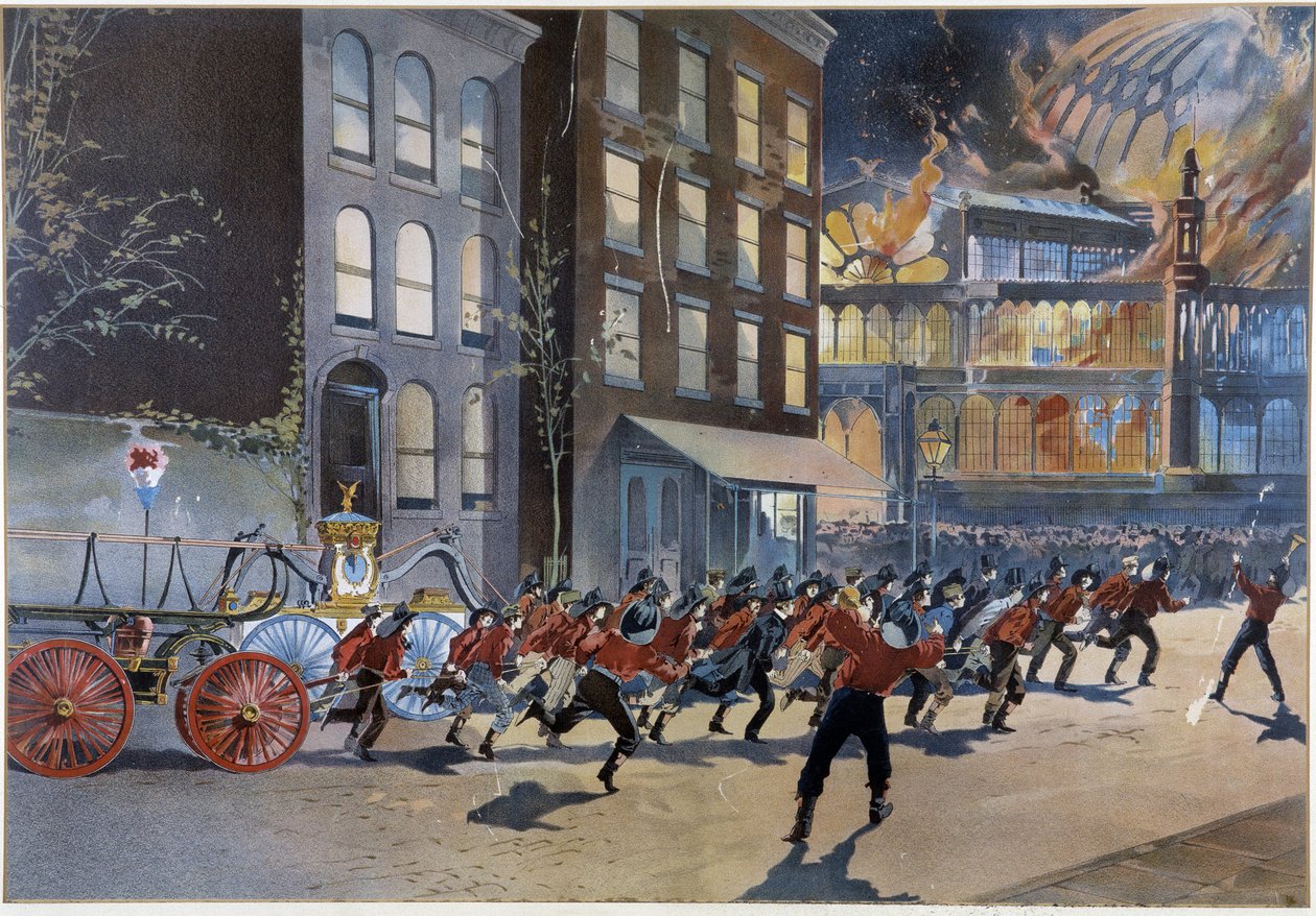 Brand- og brandmænd i New York af Unknown artist