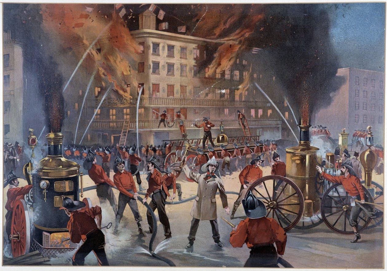 Brand- og brandmænd i New York af Unknown artist