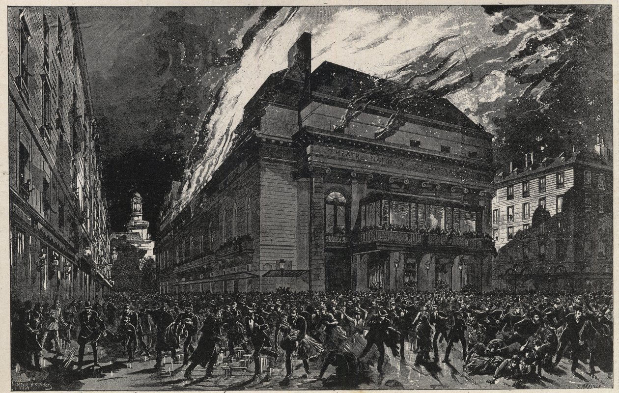 Fire of the Opera comique i Paris den 25. maj af Unknown artist
