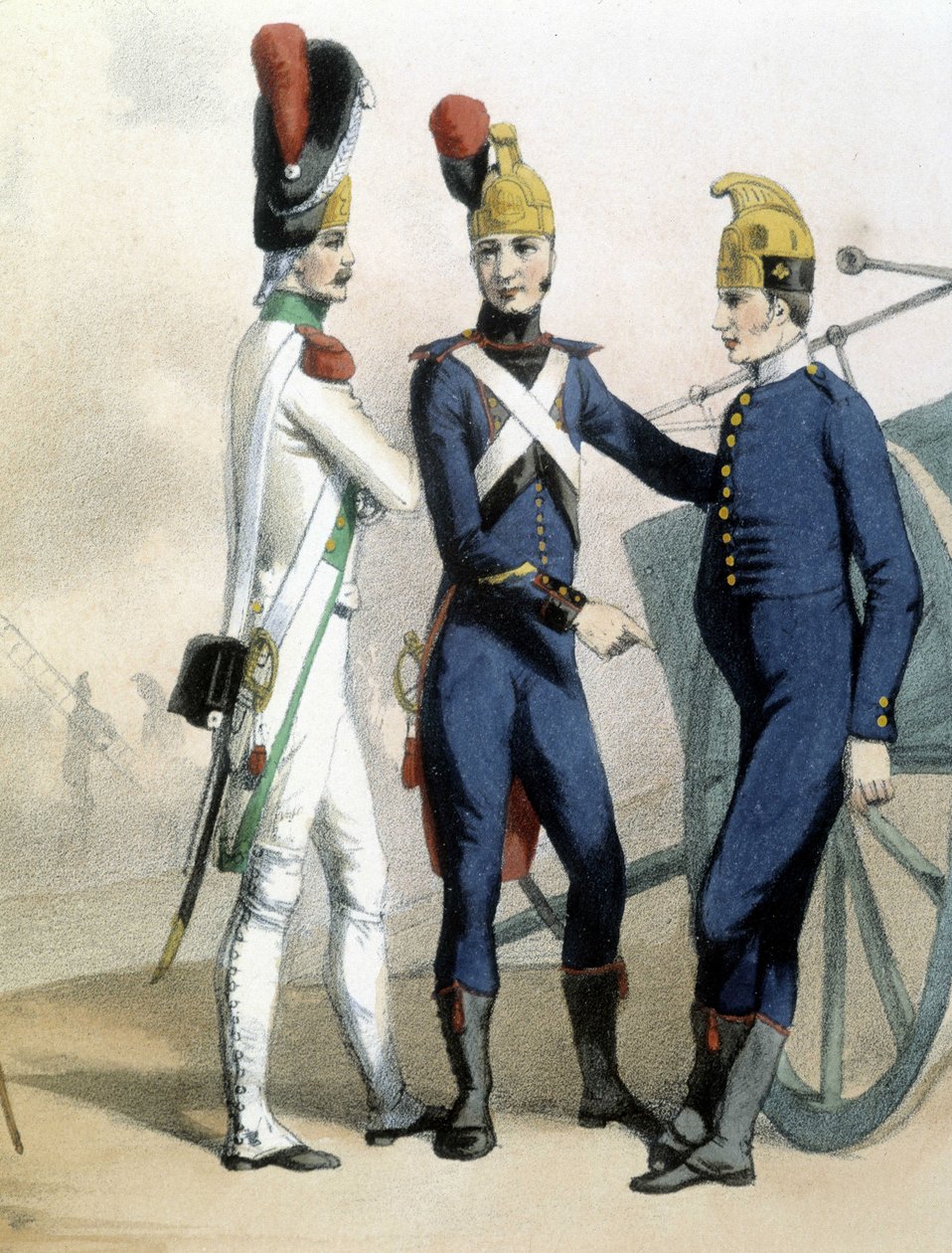 Brandmænd i uniform - ca. 1850 af Unknown artist