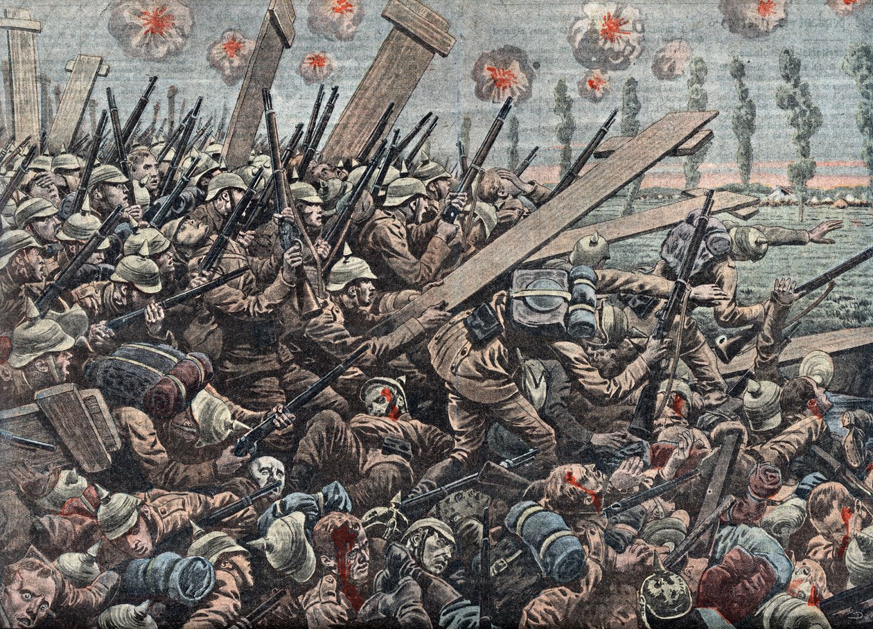 Første Verdenskrig: Den tyske hær i slaget ved Yser oktober 1914 Illustration fra "Le pelerin" 29. november af Unknown Artist