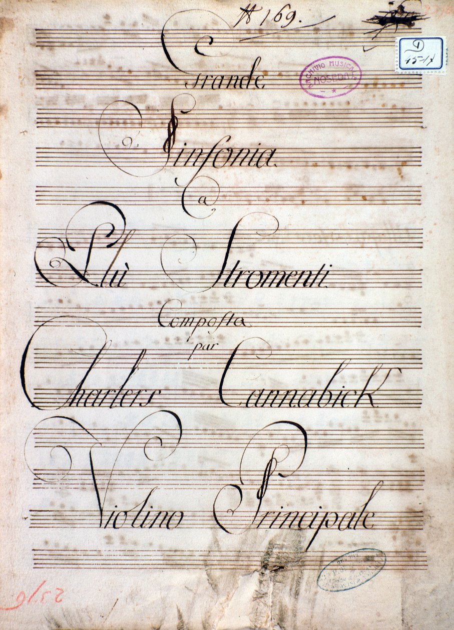 Første side med noder til Den Store Symfoni (Op. 8) af Carl August Cannabich af Unknown artist