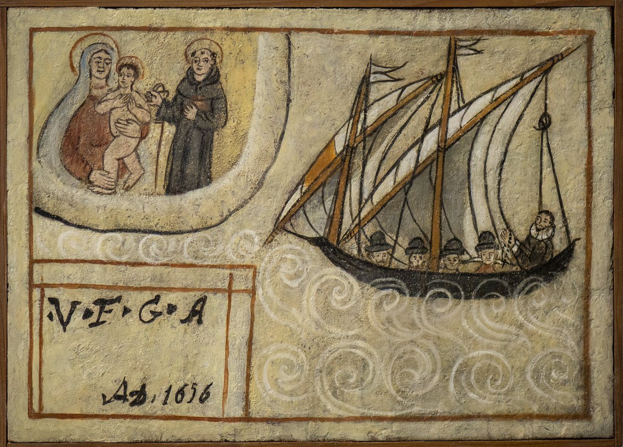 Tidligere voto (ex voto) sømand, populært tilbud som løfte om hengivenhed og taknemmelighed fra sømanden, der overlever til farerne ved havet, der kommer fra kirken Carmine, Torre del Greco, nær Napoli, Italien fra det 19. århundrede af Unknown artist