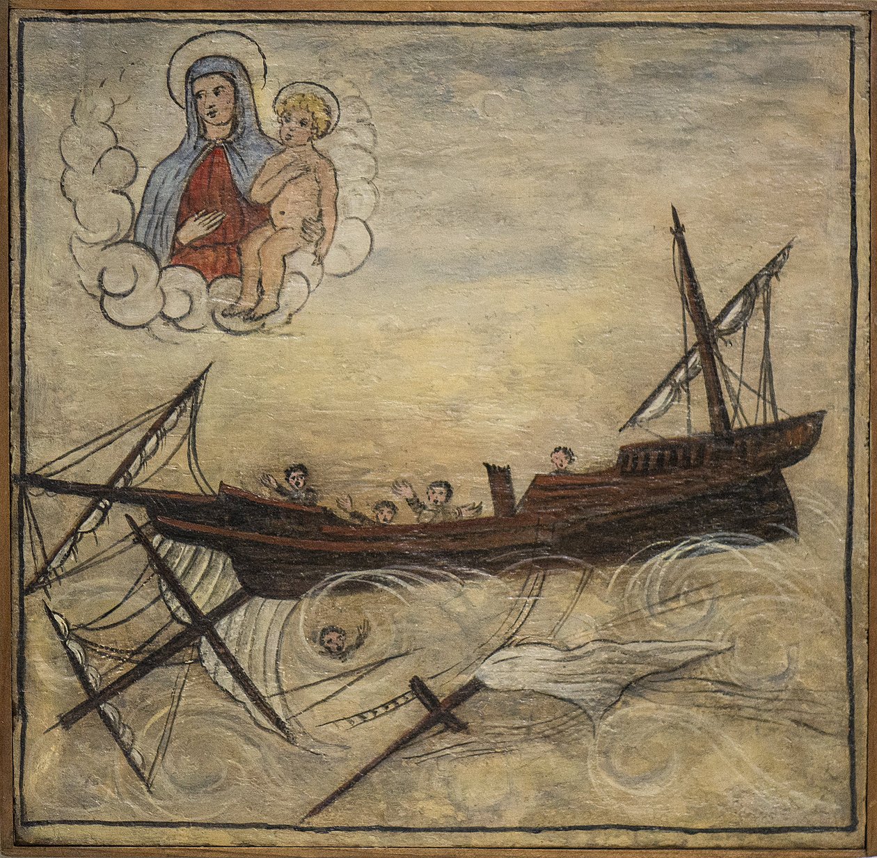 Tidligere voto (ex voto) sømand, populært tilbud som løfte om hengivenhed og taknemmelighed fra sømanden, der overlever til farerne ved havet, der kommer fra kirken Carmine, Torre del Greco, nær Napoli af Unknown artist