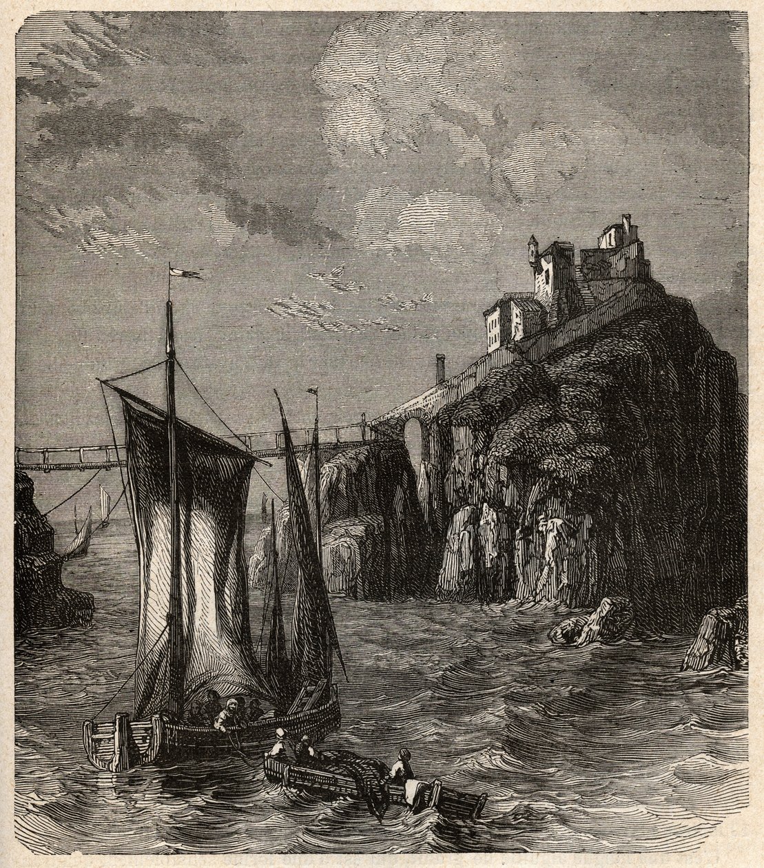 Fort de Bertheaume - Plougonvelin - Finistere - indgravering i "" PATRIE"" - PECTURESSE BESKRIVELSE AF FRANKRIG I 6 BINDE AF LUCIEN HUARD - slutningen af ​​det 19. århundrede af Unknown artist