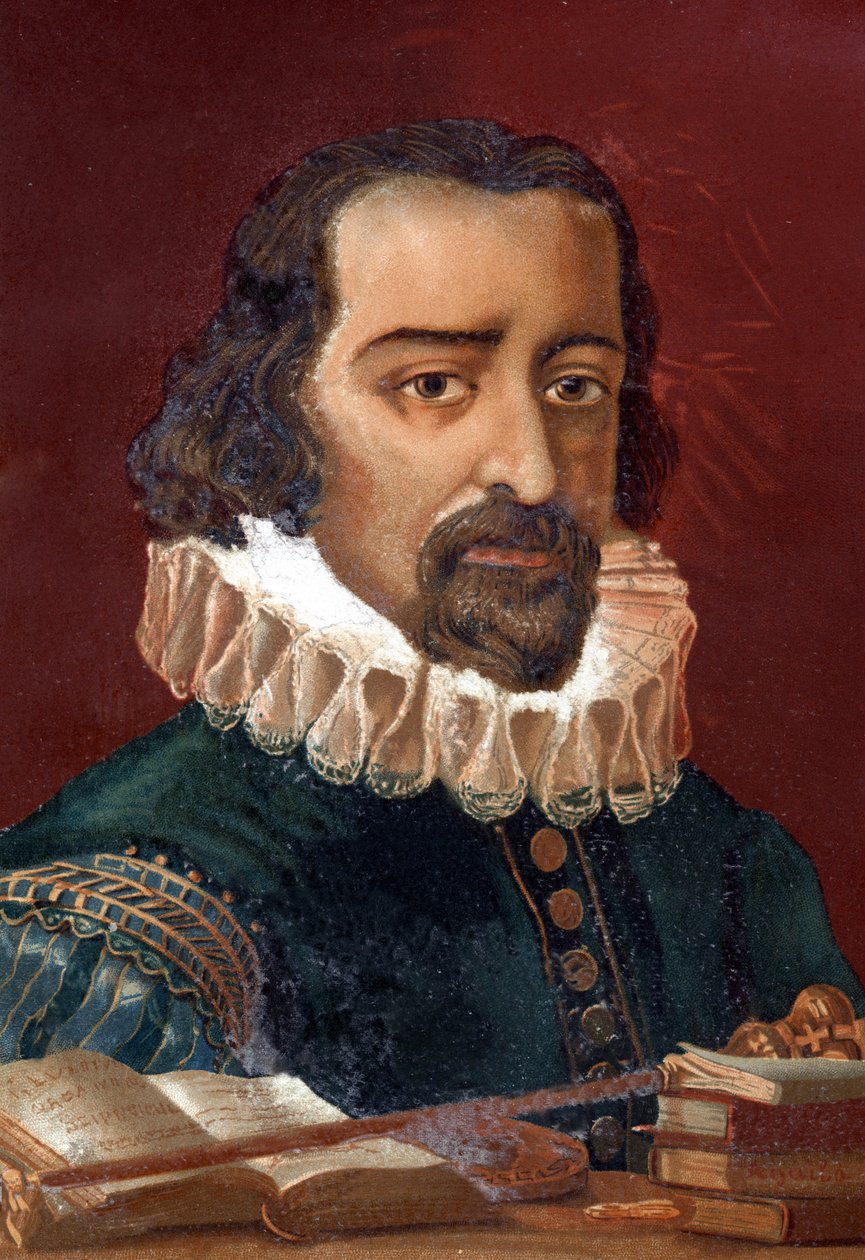 Francis Bacon (1561-1626), kansler i England og filosof efter "Science and its Men af ​​Louis Figuier". Barcelona 1881 af Unknown artist