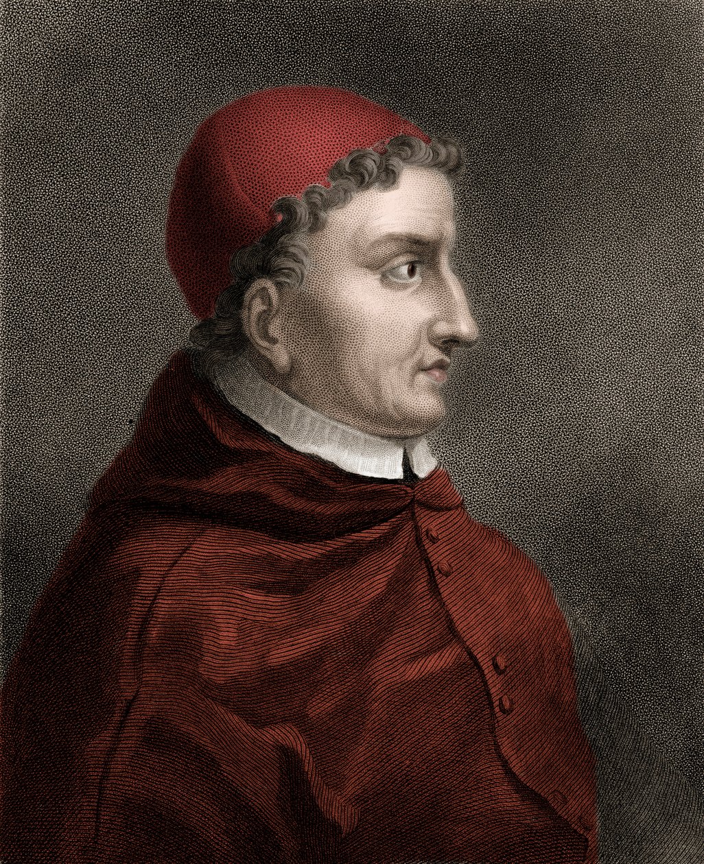 Francisco Jimenez de Cisneros (Gonzalo Jimenez de Cisneros) (1436-1517) kardinal, religiøs reformator og spansk statsmand - Indgravering af det 19. århundrede af Unknown artist