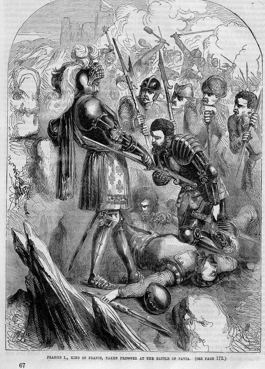 Francois I blev taget til fange i slaget ved Pavia (1525) af Unknown artist