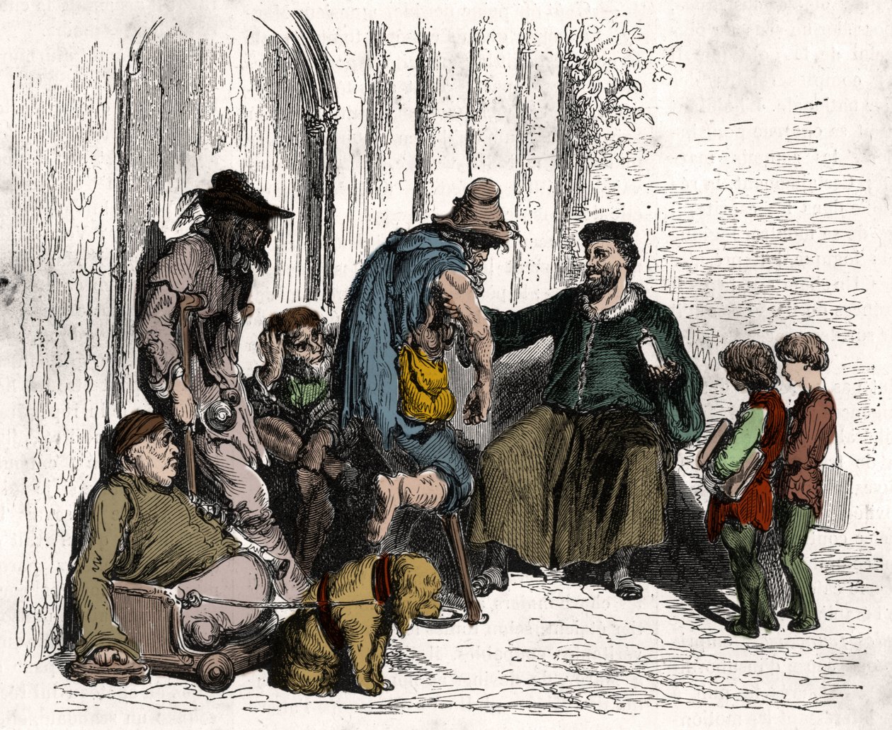 Francois Rabelais (1494-1553), kur mod handicap. Indgravering fra 1880 i "La republique illustree"" privatsamling. af Unknown artist
