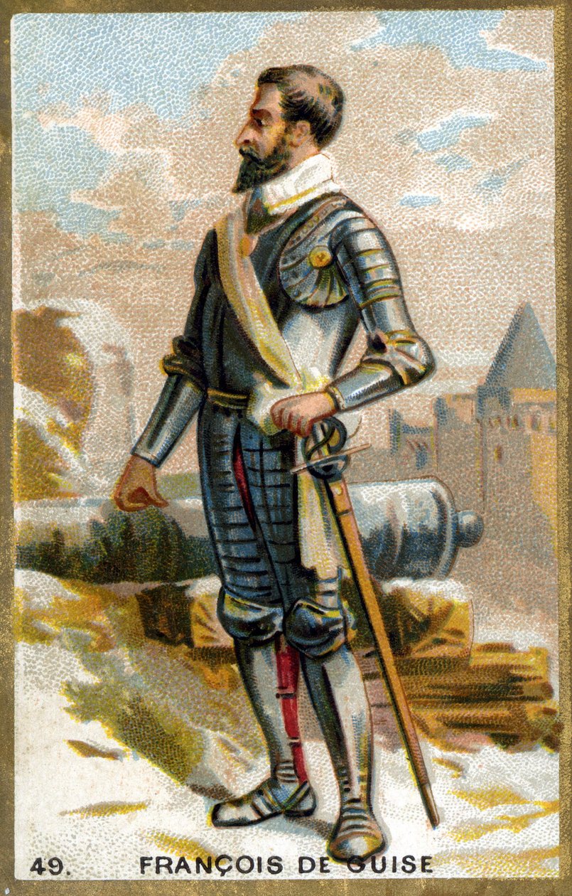 Francois de Guise (1519 - 1563). 1800-tallets kromolitografi. af Unknown artist