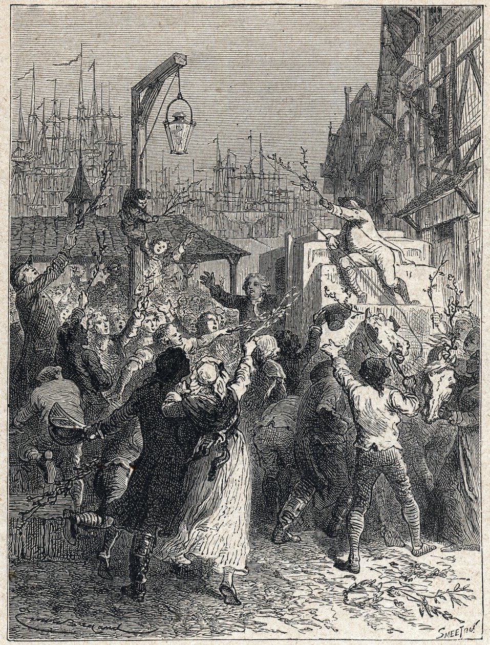 Fransk Revolution: Triumf for Honore Gabriel (Honore-Gabriel) Riqueti, greve af Mirabeau (1749-1791) gik ind i byen Marseille i 1789. Gravering fra 1889. Privat samling. af Unknown artist