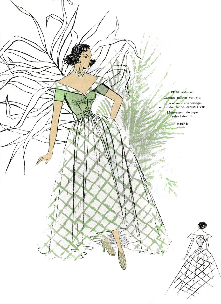 Fransk mode, design af dansekjoler i slutningen af 1940