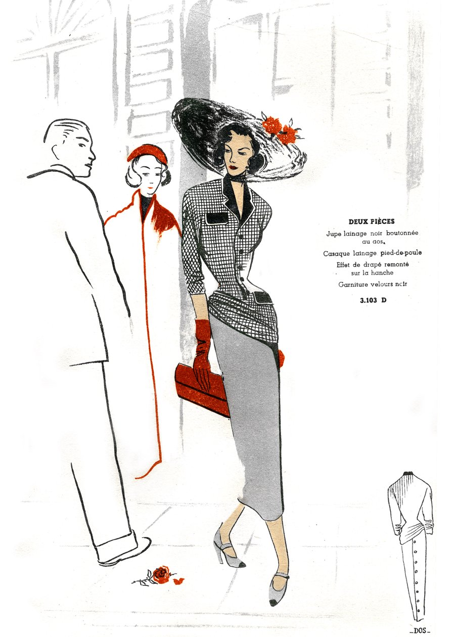 Fransk mode, todelt tøjdesign. af Unknown artist