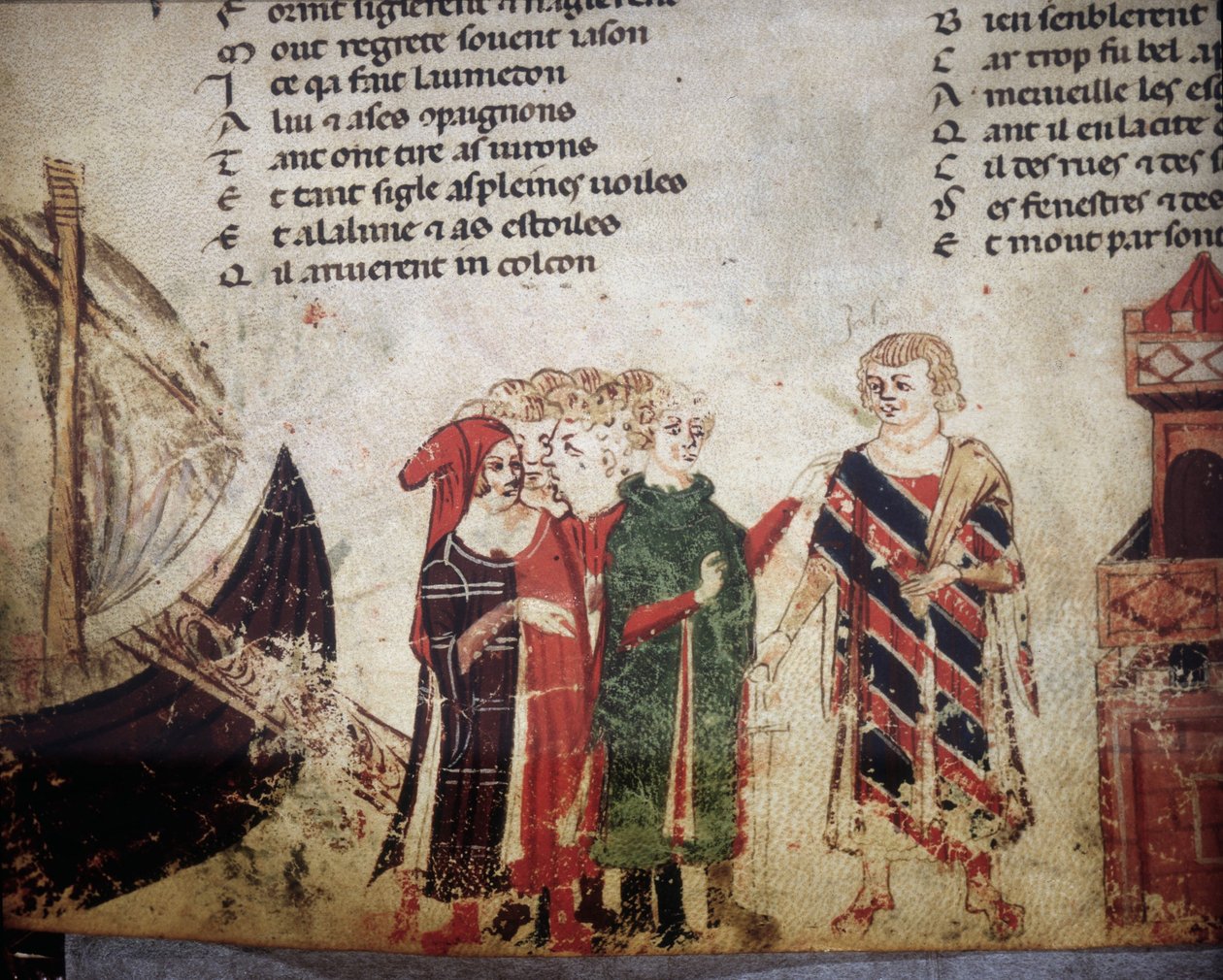 fransk købmand i Venedig. Miniature af "Roman de Troy"" af Benoit de Saint Maure. Biblioteca Marciana fra det 14. århundrede, Venedig af Unknown artist